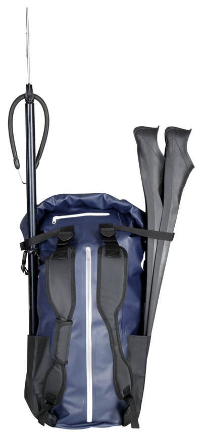 dos du Sac étanche Dry Backpack mares bleu avec attaches palmes